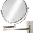 8" Wall Mounted Makeup Mirror, Extendable Bathroom Vanity Mirror with 1X/10X Magnification, 360° Swivel Shaving Mirror, Double Sided Magnifying Mirror Wall Mount, Nickel Finish (No Light)