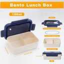 Bento Box Adult Lunch Box, 1100 ML Bento Lunch Box for Kids Children with Spoon & Fork, 3-Compartments Food Container, Microwave & Dishwasher Safe, BPA-Free and Food-Safe Materials(Blue)