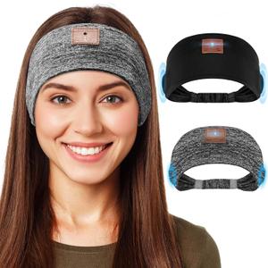 2-Pack Sleeping Headphones, Headband Headphones with Ultra-Thin HD Stereo Speaker, Bluetooth Headband for Sports, Workouts, Insomnia, Yoga, Air Travel, Meditation - Black&Grey