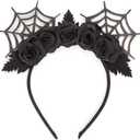 Needzo Halloween Mouse Ear Headband, Glitter Party Decoration Costume Accessories for Girls and Women, One Size (Spiderweb)