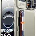 Vizvera for iPhone 16e / iPhone 17e Case Wallet RFlD [Cards Holder][Camera Control][Camera Cover] Full Body Rugged Shockproof Silicone Protective Phone Case for iPhone 16e/17e(Natural Titanium)