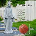 VChymm Solar Virgin Mary Praying Statue 27.9 Inch- Outdoor Religious Garden Decor with LED Lights, Weather-Resistant Magnesium Oxide Sculpture for Yard, Patio, Entryway, Gray Solar Virgin Mary, Large