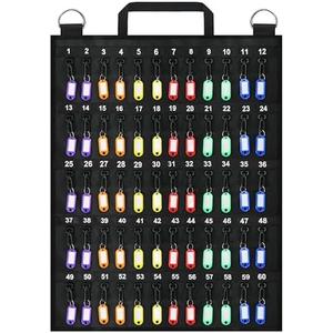 Sdstone Fireproof Rollable Case, Portable Roll Up Key Organizer with Fixed Strap, 60 Key Hooks and Tags for Car Sales, Hotel, Real Estate