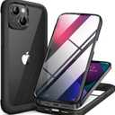 Miracase Compatible with iPhone 13 Mini case 5.4 inch, 2023 Upgrade Full-Body Glass Clear Case Bumper Case with Built-in 9H Tempered Glass Screen Protector for iPhone 13 Mini, Black