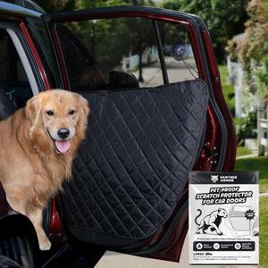Car Door Protector for Dogs  Quilted Anti-Scratch Liner with Adjustable Clips & Suction Cups  Large Size (33.5" x 24.8") Fits Mid to Large SUVs  Protects Car Doors from Dog Scratches