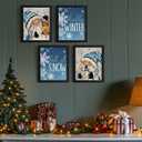 DSHFG Christmas Gnome Winter Pictures Bathroom Wall Art Decor Prints 8x10, Christmas Wall Decor for Home Bathroom Bedroom Living Room Kitchen, Set of 4, Unframed