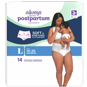 Always Discreet Postpartum and Adult Incontinence Underwear for Women, Large, Maximum Protection, 14 Count