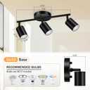 BoostArea LED 3 Light Track Lighting Kit, Black 3 Way Ceiling Spot Lighting, Flexibly Rotatable Light Head for Kitchen, Living Room, Bedroom, GU10 Bulb Not Included