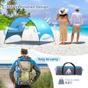 Beach Tent - Beach Shade Canopy Compact Fold (16.9x3.9), Own Patent, 360 Ventilation, Large Side Storage Pocket, UV Protection Portable Sun Shelter for Beach (Blue, 90.5 * 59 * 53)