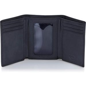 Stealth Mode Trifold Leather Wallet for Men with RFID Blocking (One Size, Black)