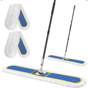 48" Commercial Industrial Dust Mop for Floor Cleaning, Large Floor Dust Broom with Washable Mops Pads, Wet Dry Duster Mops for Hardwood Floors,Marble, Laminate, Tile, Concrete, Garage,Blue