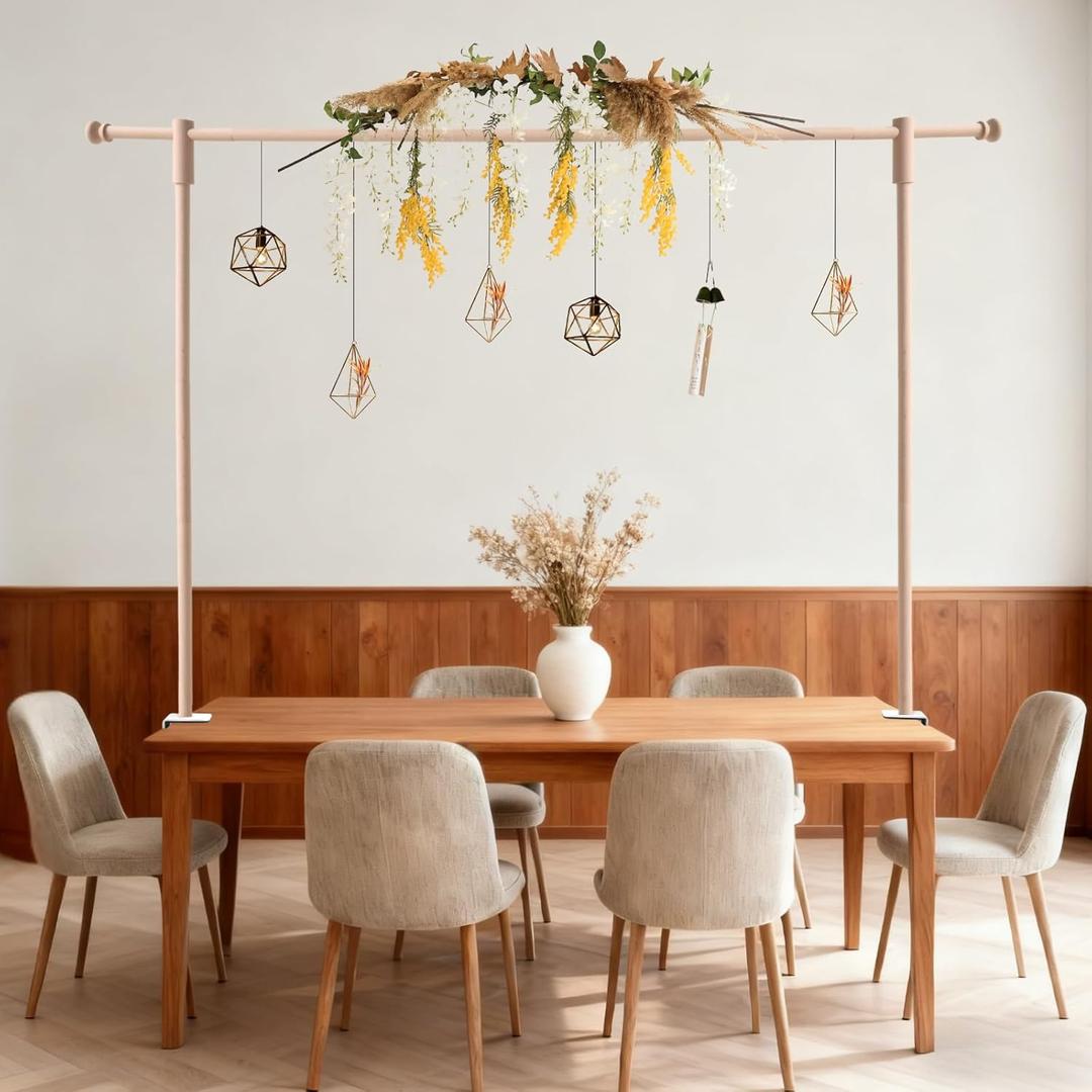 Beyeutao Wood Over The Table Rod Stand with Clamps Adjustable Wooden Table Rod Stand 20-47 Inch Tall 15-90 Inch Length Over table Poles Decorations for Party Wedding Birthday Christmas Halloween