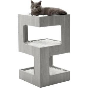 ACH Modern Cat Furniture Cat Tree Spacious Perch Multi-Level Cat Tower for Indoor Cats 27.5 Inch Luxury Cat Tree Stand House for Kittens with Removable Soft Blanket and Condo
