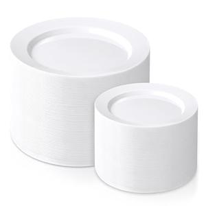 Amazon.com: FLOWERCAT 200PCS White Plastic Plates Disposable Plates for Party - Heavy Duty Plastic Plates - 100 10" Dinner Plates and 100 7" Salad Plates for Christmas,Thanksgiving Parties New Year and Events : Health & Household