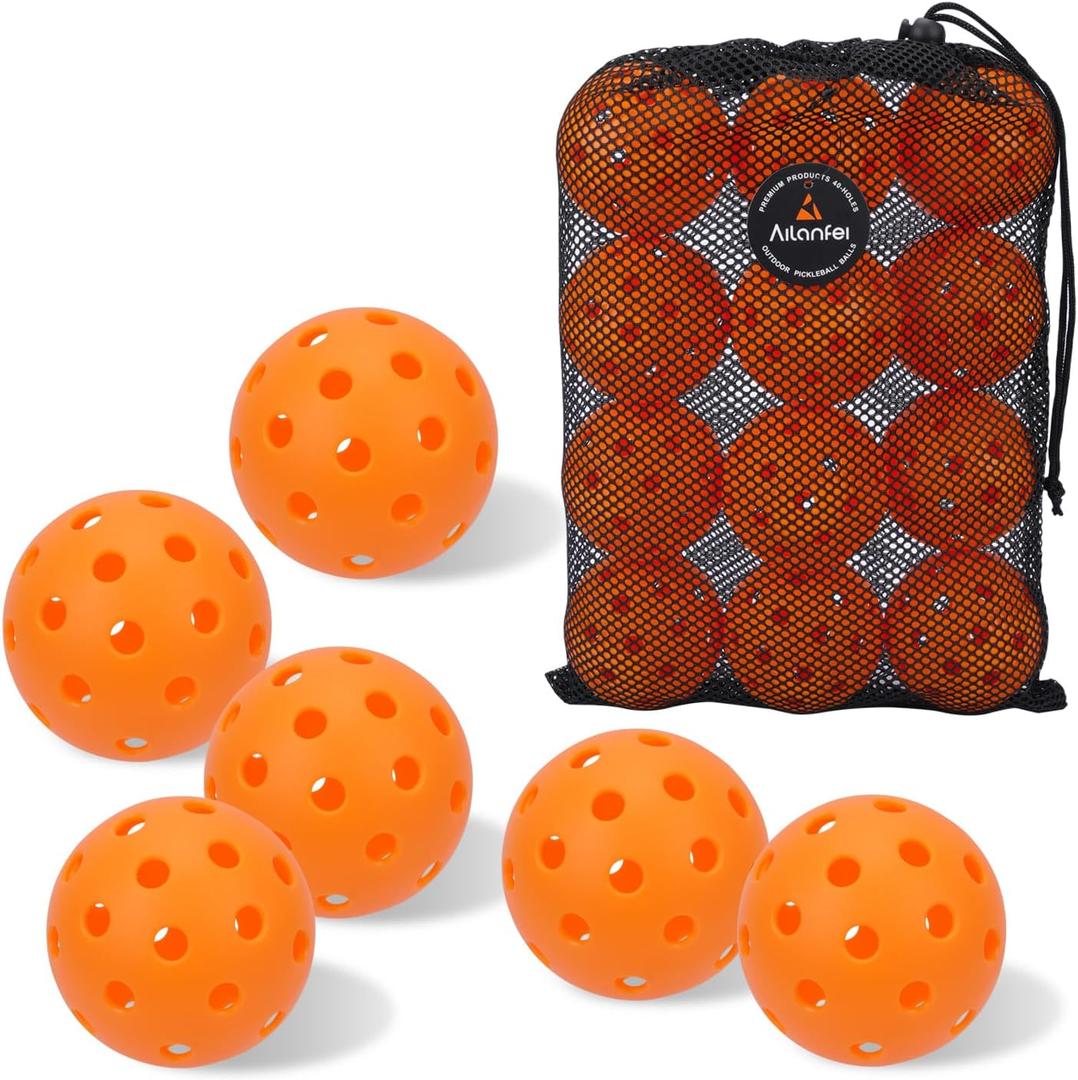 Pickleball Balls 6 Pack | 12 Pack- 40 Holes Outdoor Pickleball with Bag, Perfectly Balanced, High Bounce, Crack-ResistanceUSAPA Standard - Multiple Colors