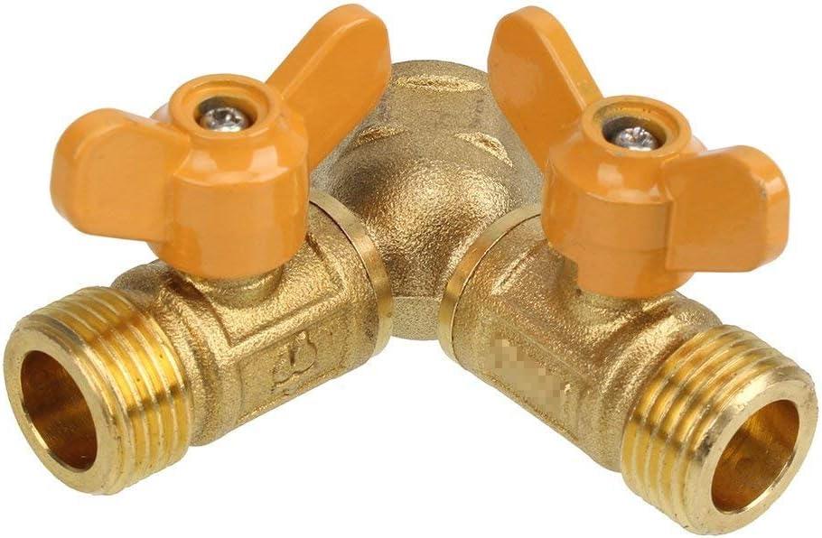 SHANOER Solid Brass Y Ball Valve Comfort Grip for Oil and Gas Hoses Connector Splitter Adapter