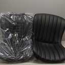 YOUNUOKE Black Dining Chairs Set of 2, Faux Leather Upholstered Kitchen & Dining Room Chairs with Back, Mid Century Modern Minimalist Accent Chair Armless for Guest Reception Waiting Living Room