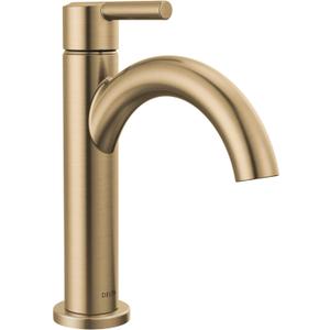 Delta Nicoli Brushed Gold Bathroom Faucet 1 Hole, Single Hole Bathroom Sink Faucet for Vanity, Push-Pop Drain Assembly, Champagne Bronze 15749LF-CZ