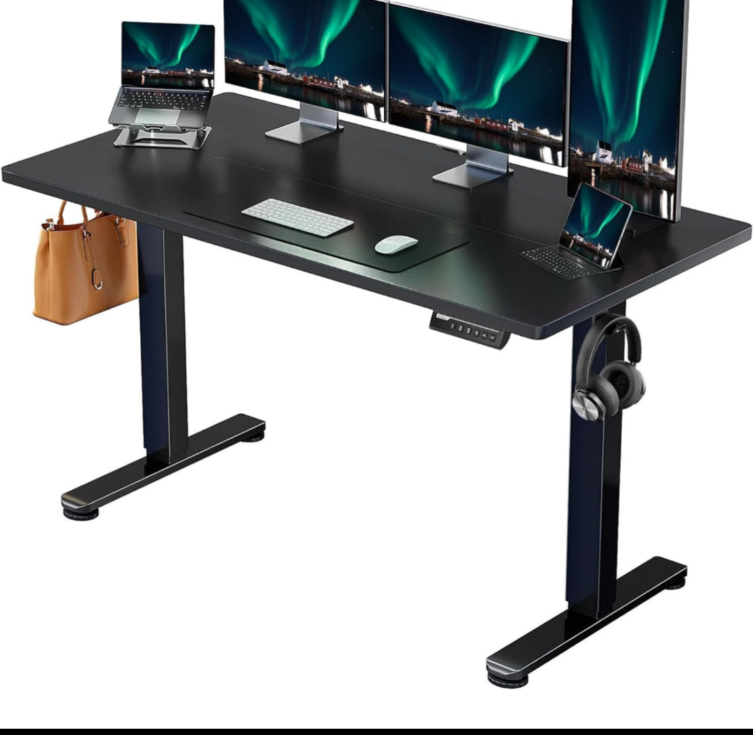 ErGear Electric Standing Desk, 55‘’x28‘’ Height Adjustable Sit Stand up Desk, 4 Memory Computer Home Office Desk Standing Table with Splice Board (Black)