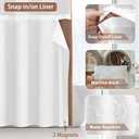 No Hook Shower Curtain and Liner Set,Mocha Brown Hotel Waffle Shower Curtain with Liner 75" L x 72" W