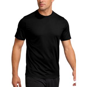 Mens Workout Shirts Dry Fit, Running Top Athletic Tee Moisture Wicking Crewneck Gym T-Shirts Short Sleeve (Small, Black)