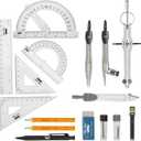Mr. Pen Geometry Set with 6 Inch Swing Arm Protractor, Divider, Set Squares, Ruler, Compasses and Protractor, 15 Piece Set, Back to School Supplies