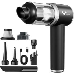 helloleiboo Handheld Car Vacuum Cleaner 16000PA Car Vacuum Portable Cordless 120W High Power 4-in-1 Mini Vacuum Cleaner Rechargeable & Air Duster Multi-Nozzles for Home Office PetBlack