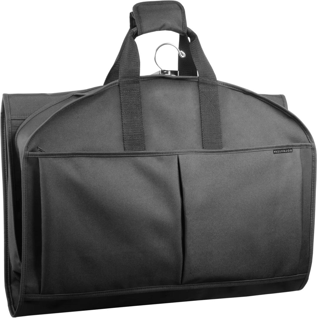 WallyBags 48 Deluxe Tri-Fold Carry On Travel Garment Bag with three pockets for men & women