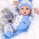 Aori Reborn Baby Dolls Boy - 18'' Realistic Newborn Baby Doll with Blue Feeding Set & Birth Certificate - Lifelike Weighted Body for Role Play, Gift for Kids Ages 3+