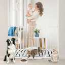 30 Inch Tall Baby Gate with Small Cat Door, Adjustable Auto Close Dog Gate Easy Walk Thru Pet Door for Stairs, Doorway, House