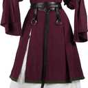 HiiFeuer 4 Pcs Renaissance Costume Women Embroidery Dress, Medieval Belt Skirt Hike Witch Dress Cosplay for Ren Faire