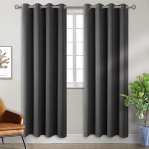 BGment Blackout Curtains for Bedroom - Grommet Thermal Insulated Room Darkening Curtains for Living Room, Set of 2 Panels, Each 46 x 84 Inch, Dark Grey (46"W x 84"L (Pack of 2))