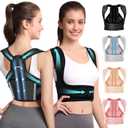 Fit Geno Posture Corrector for Women & Men: Adjustable Lightweight Upper Back Brace for Neck Shoulder & Upper Back Pain Relief - Improve Posture Correct Hunchback Slouching Invisible Under Clothes (XS/S Under Bust 30"-43") (Black)