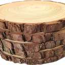Natural Wood Slices Round Pine Wood Slabs 5 Pack Round Rustic Woods Slices 9"-11" Rustic Tree Bark Slice Weathered Log Disc Outdoor Country Barn Wedding Table