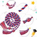 Boao 100 Pieces Graduation Cords Bulk 2026 Braided Honor Cord with Tassels for Graduation College Students (Red,Blue,White)