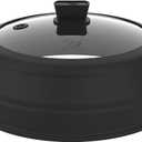 Microwave Splatter Cover Glass Splatter Guard Lid with Collapsible Silicone for Food Plate Covers 8.5 inch Black