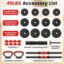 Adjustable Dumbbell Set, 45lbs Free Weight Set with Connector, 4 in1 Dumbbells Set Used as Barbell, Kettlebells, Push up Stand, Weight Set for Home Gym Suitable Men/Women (45LB (22.5LB Pair))