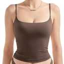 SUUKSESS Women Sexy Square Neck Tank Top Summer Y2K Going Out Basic Cami Shirt (Small, 01 Brown)
