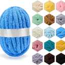 ERLYEEN Chenille Chunky Yarn Super Bulky Soft Thick Fluffy Jumbo Giant Washable Polyester Big Yarn DIY for Arm Knit Blanket Cushion Bed Sofa Home Decor,Denim Blue,1.1LB