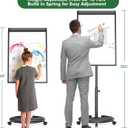 Mobile Whiteboard, Magnetic Dry Erase Board with Stand 40x28 inch, Height Adjustable Flipchart Easel Movable Rolling Stand White Board on Wheels with Dry Erase Markers, Magnets, Eraser (Black)