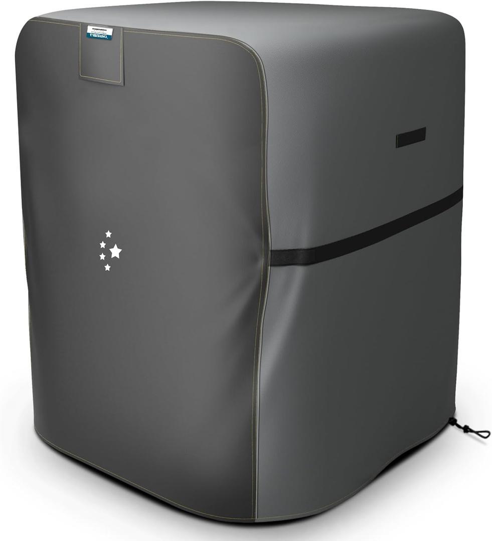 LIBZAKI Air Conditioner Cover Waterproof 600D Heavy Duty for Outside Units-Durable AC Cover Universal Sizes Square Fits up to 24 x 24 x 30inches-Gray/Black