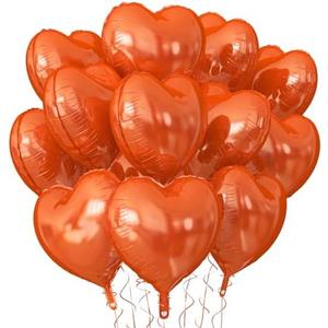KALOR Orange Heart Balloons, 12Pcs 18 Inch Orange Heart Shaped Foil Balloons for Valentines Day, Wedding, Bridal Shower and Birthday Party Decorations