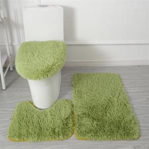 Bathroom Rugs Sets 3 Piece Thick Fluffy Soft Bathroom Rugs and U-Shaped Toilet Mat Washable Absorbent Floor Mat Dark Green (18" x 20"+20" x 32"+16" x 20")