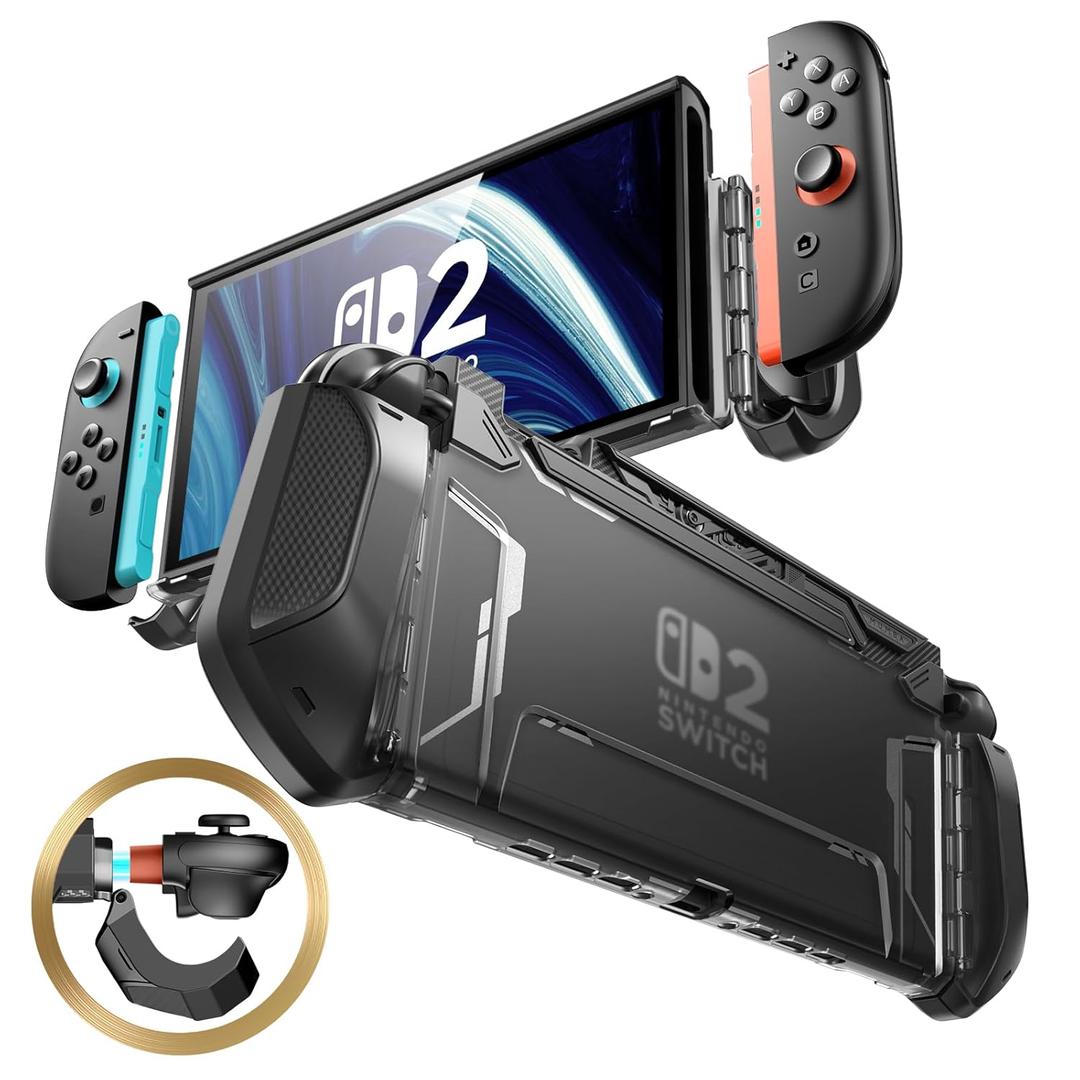 Mumba Dockable Case for Nintendo Switch 2 2025, [Blade Series] TPU Grip Protective Cover Accessories Compatible with Switch 2 7.9 Inch and Quick-Release Joy-Con Design (Black)