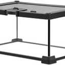 Reptile Terrariums Mini Glass Tank 12" x 8" x 6" Habitat, Top-Opening Mesh Lid with Latch, 360° Clear View, Ventilated Enclosure for Jumping Spiders, Tarantulas, Isopods & Froglets, Black