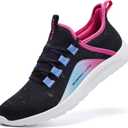 ALEADER Energycloud Womens Walking Shoes Slip Ins Sneakers Tennis Running Breathable Hands Free Casual Black Silver Metallic Size 8 US