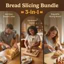 Bread Slicer Guide for Homemade Bread 3-In-1 Set: Sourdough Rounds Slicer, Baguette Cutter & Sandwich Sealer | Bread Loaf Slicing, Adjustable Bamboo Bread Cutter With Knife & Magnetic Slot