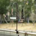 Deck Bird Feeding Station | Premium Multi Feeder Hanging Kit with Bird Bath & Sock Feeder | Attracts Wild Birds, Planter Hanger Hook for Outdoor Deck, Patio, Garden