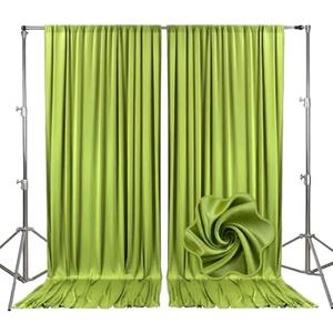 10ft x 7ft Olive Green Backdrop Curtains for Parties, Fabric Satin Background Curtain with Rod Pockets for Weddings, Birthday, Baby Shower, Photography, Graduation Party Backdrop Drapes, 2 Panels