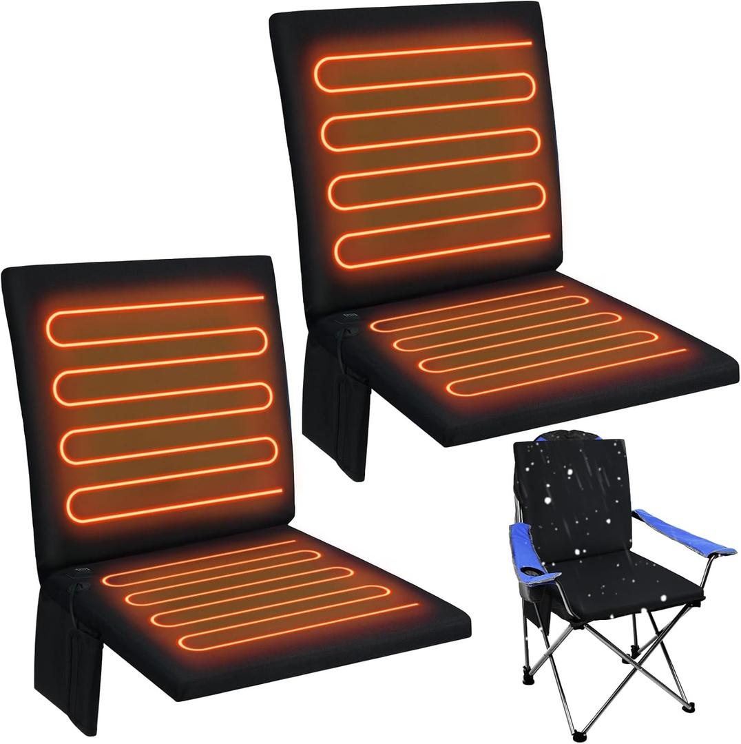 Thyle 2 Pcs Heated Seat Cushion Outdoor Bleacher Seats Sports Portable Heating Cushion 3 Mode Adjustable Heated Stadium Seat Waterproof Camping Chair Pad for Outdoor Sport, Power Bank Not Included